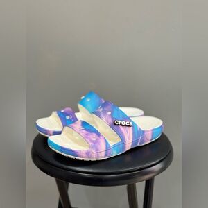 Blue/Purple Unisex Crocs Sandals Size 8M/10W NWOT